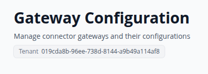 Gateway Configuration showing tenant ID
